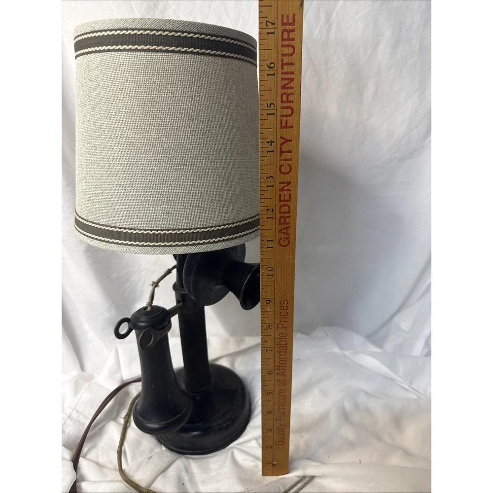 Antique 1908 Kellogg Candlestick Telephone Working Lamp Black Novelty Office